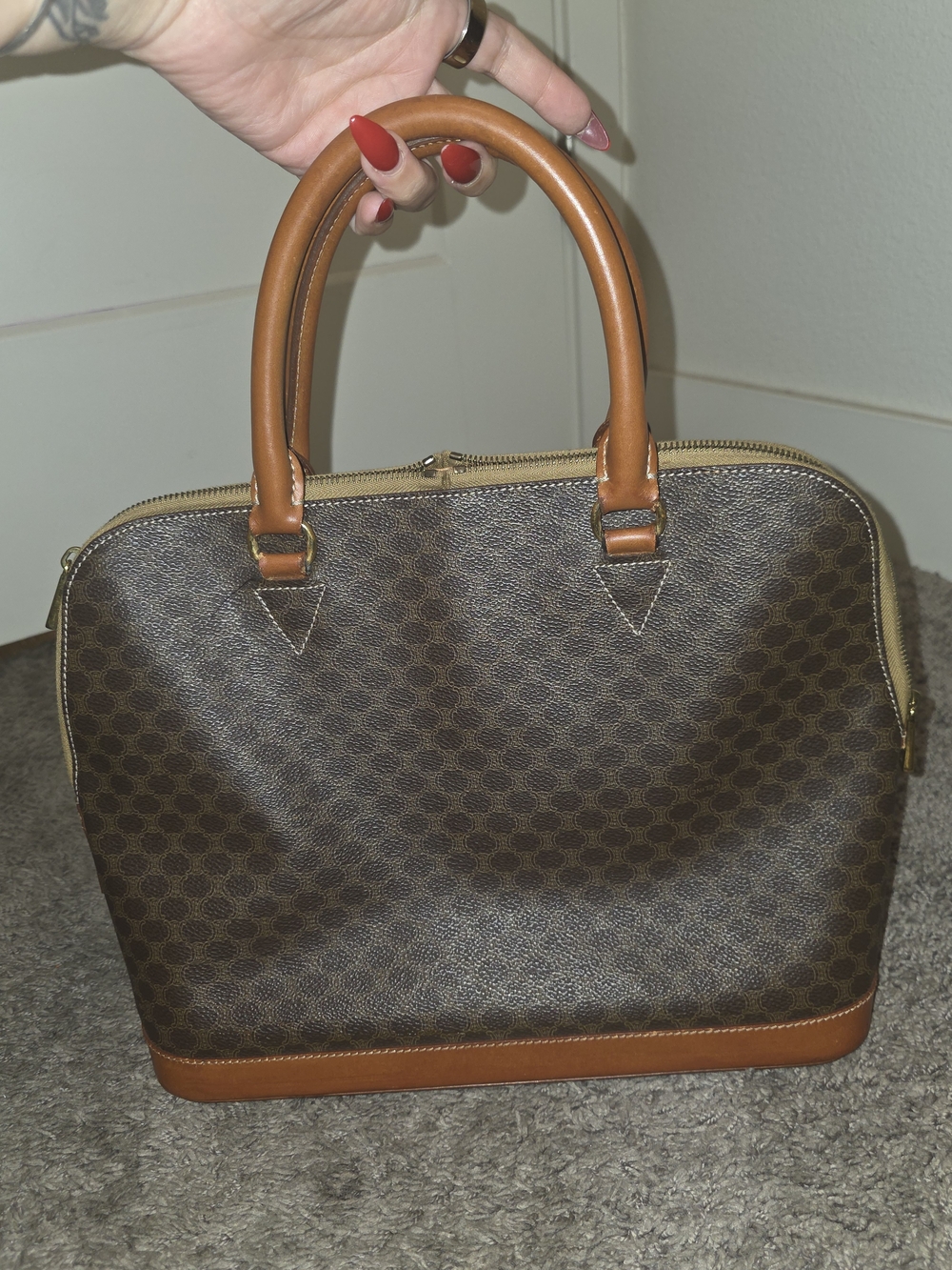 Vintage Celine Macadam Dome Bag - Brown